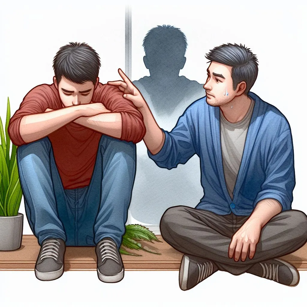 An image showing a man helping his friend.
